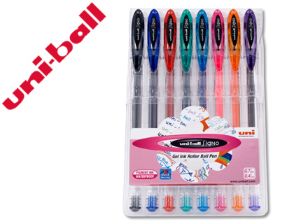 8 bolígrafos uni-ball UM-120 Signo tinta gel colores básicos